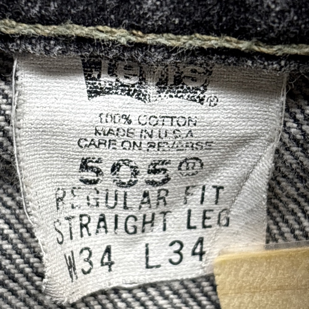Vintage Levi's 40505-0259 505 Denim Black Jeans Orange‎ Tab USA 32x34 Distressed - Picture 12 of 14
